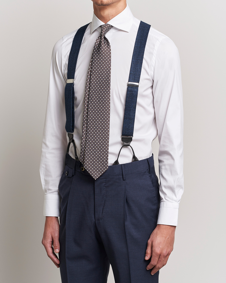 Heren | Stylesegment formal | Albert Thurston | Hardy Minnis Bamboo Braces 38mm Navy