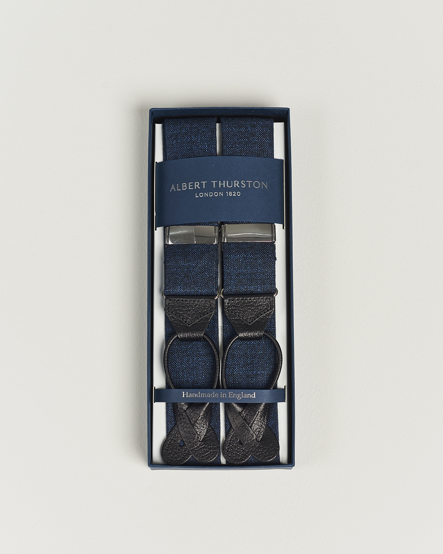Heren | Albert Thurston Hardy Minnis Bamboo Braces 38mm Navy | Albert Thurston | Hardy Minnis Bamboo Braces 38mm Navy