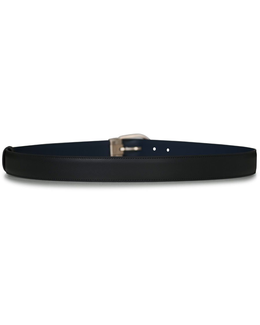 Heren | Montblanc Matt Buckle Reversible 32mm Leather Belt Black/Blue | Montblanc | Matt Buckle Reversible 32mm Leather Belt Black/Blue