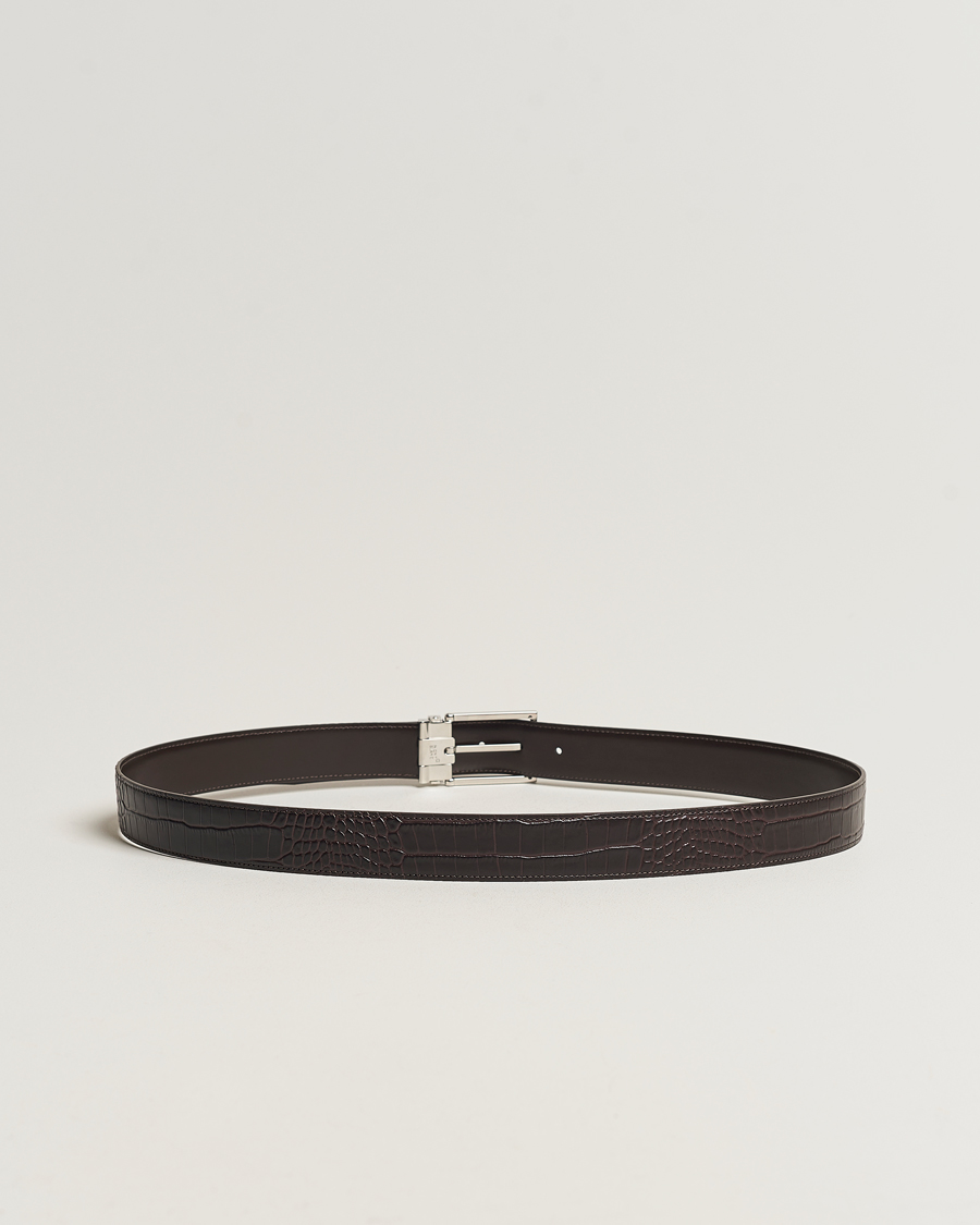 Heren | Leren riemen | Montblanc | Square Buckle Alligator Printed 35mm Leather Belt Brown