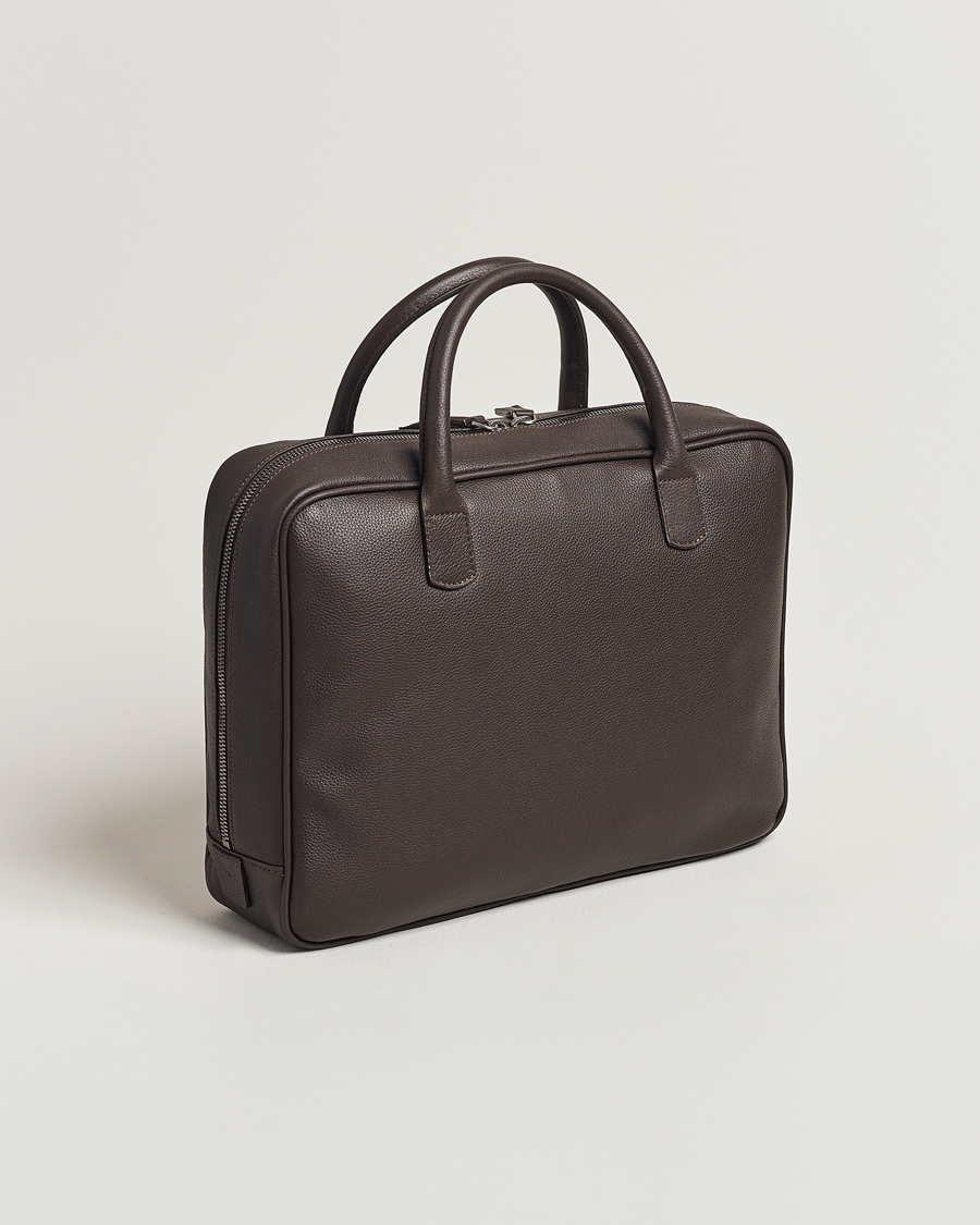 Heren | Business & Beyond | Anderson's | Full Grain Leather Briefcase Dark Brown