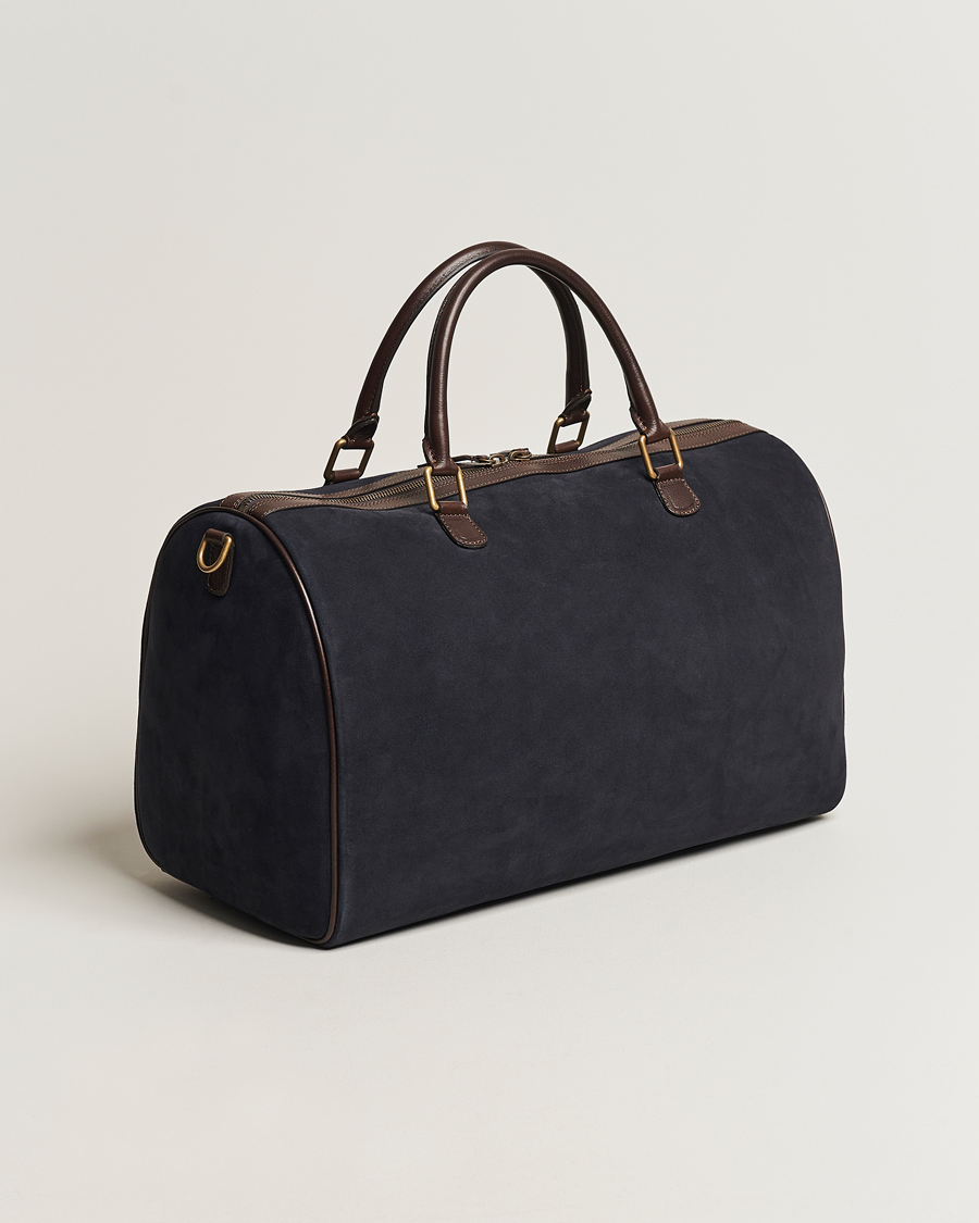 Heren | Italian Department | Anderson's | Boston Suede Weekendbag Navy/Brown