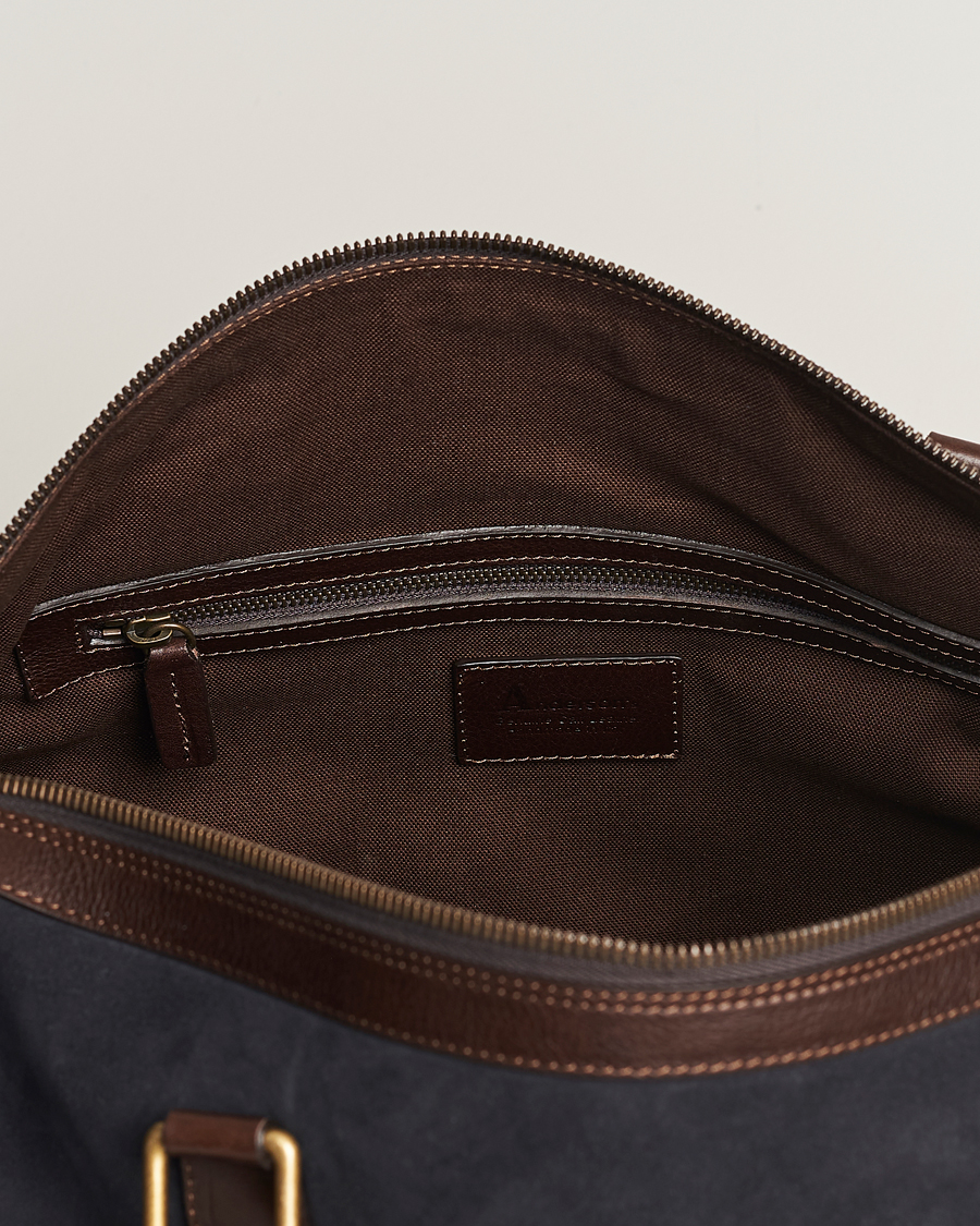 Heren | Tassen | Anderson's | Boston Suede Weekendbag Navy/Brown