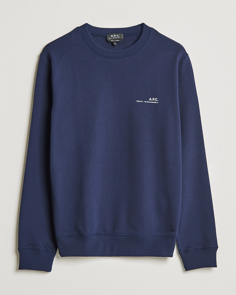 Heren | Truien | A.P.C. | Item Crew Neck Sweatshirt Navy