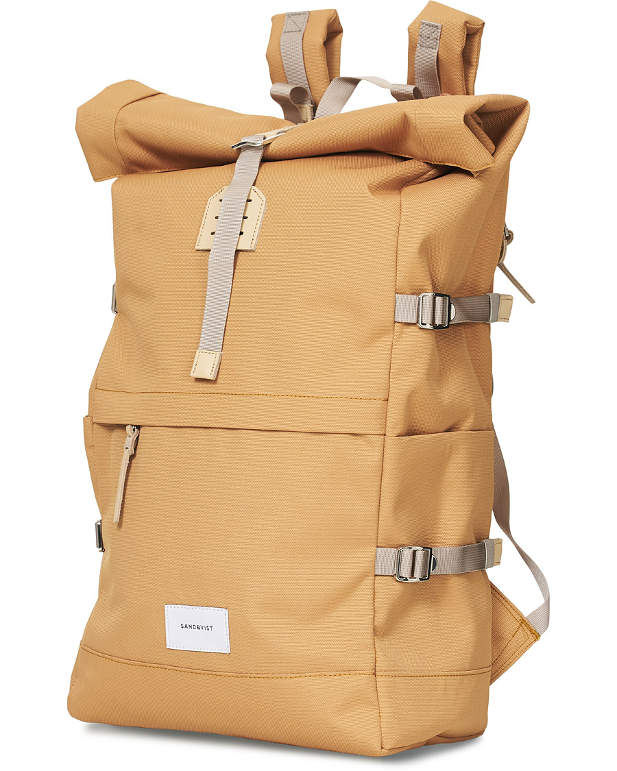 Heren | Sandqvist Bernt Cordura Eco Made Roll Top Backpack Yellow | Sandqvist | Bernt Cordura Eco Made Roll Top Backpack Yellow
