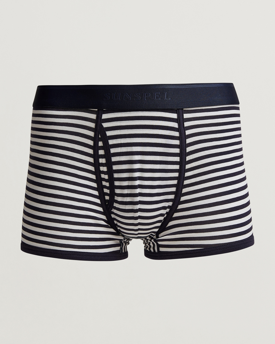 Heren | Ondergoed | Sunspel | Superfine Two Button Cotton Navy/White