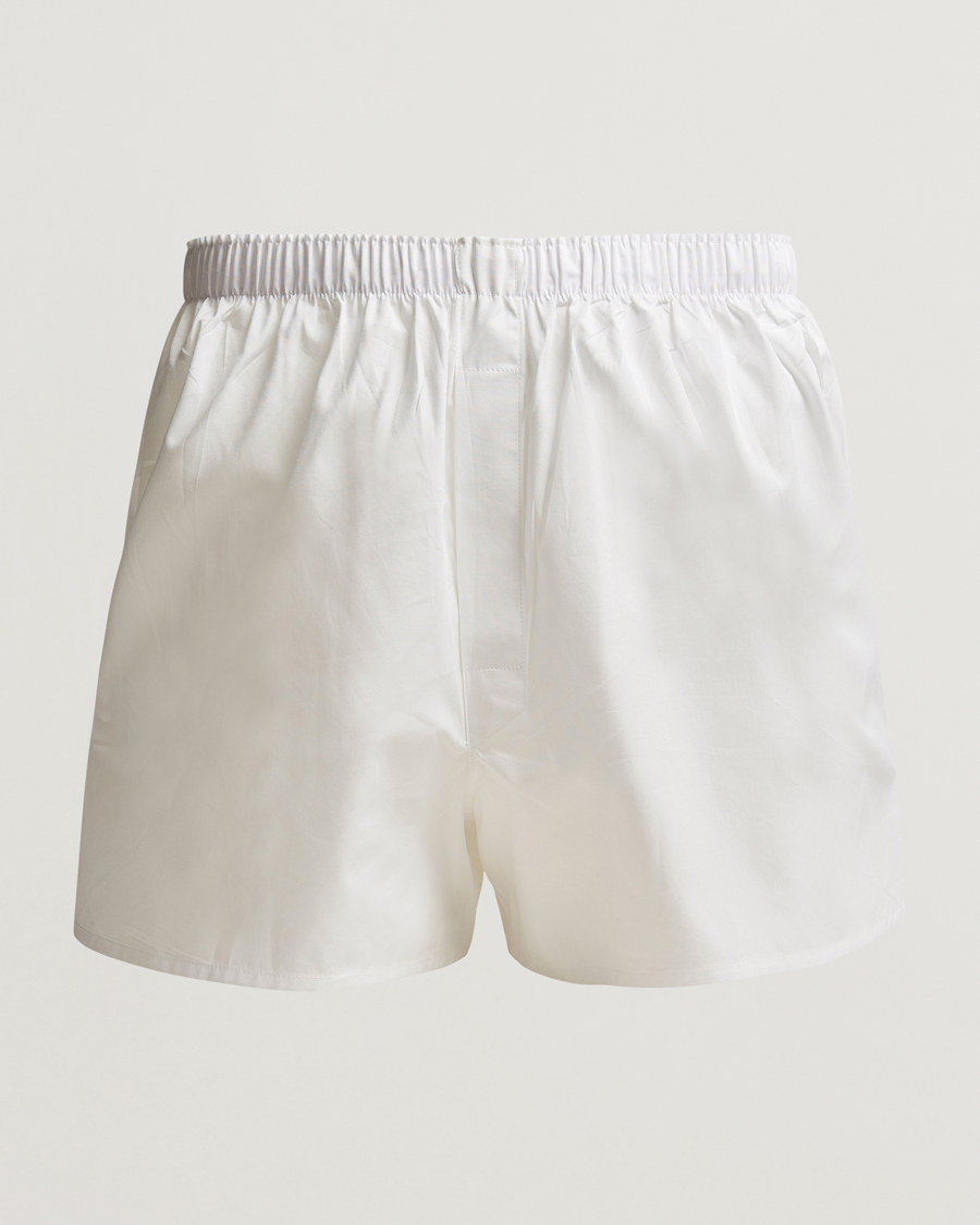 Heren | Ondergoed | Sunspel | Classic Woven Cotton Boxer Shorts White