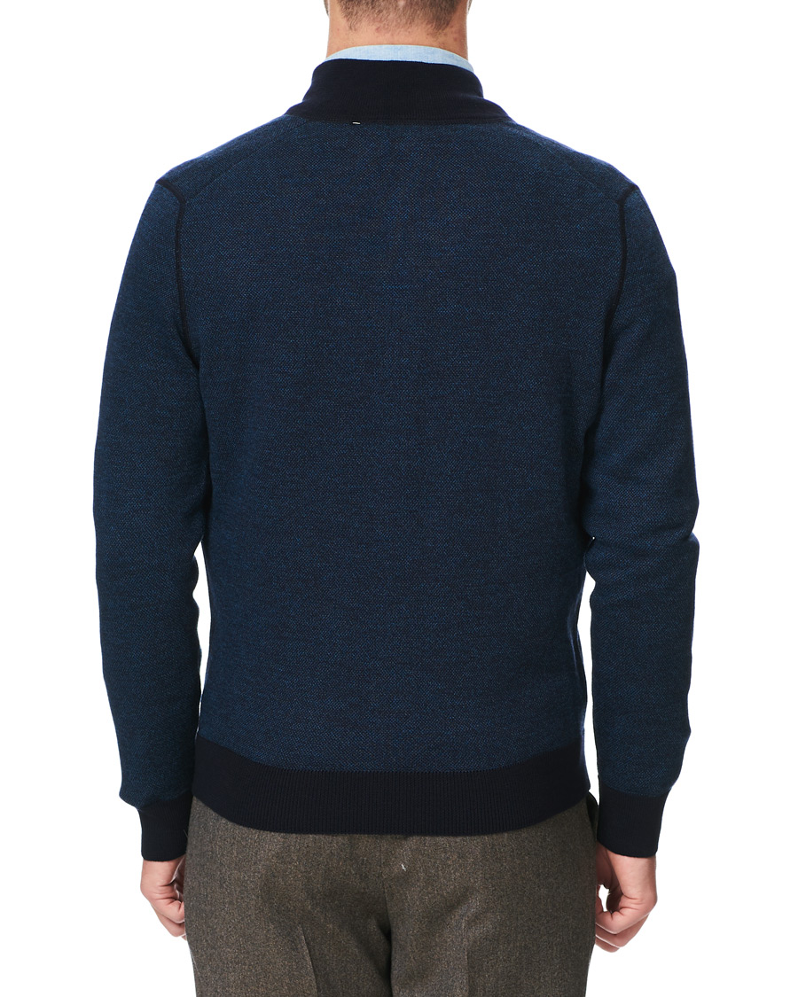 Heren | Truien | Gran Sasso | Merino Fashion Fit Full Zip Blue/Blue