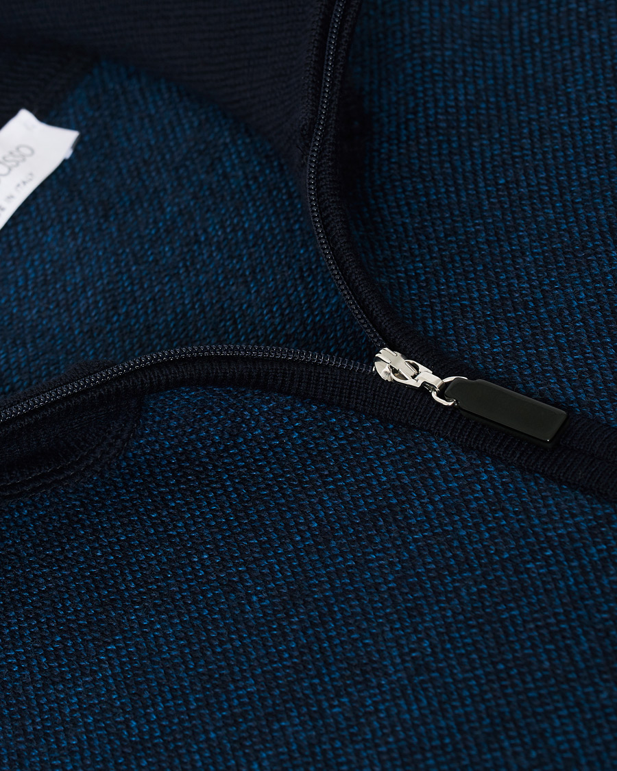 Heren | Truien | Gran Sasso | Merino Fashion Fit Full Zip Blue/Blue
