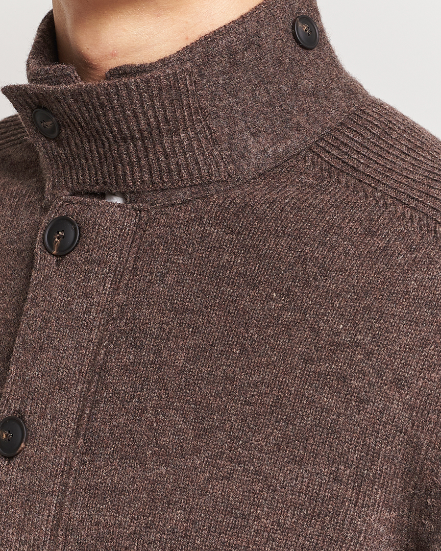 Heren | Truien | Gran Sasso | Heavy Wool Cardigan Brown Melange