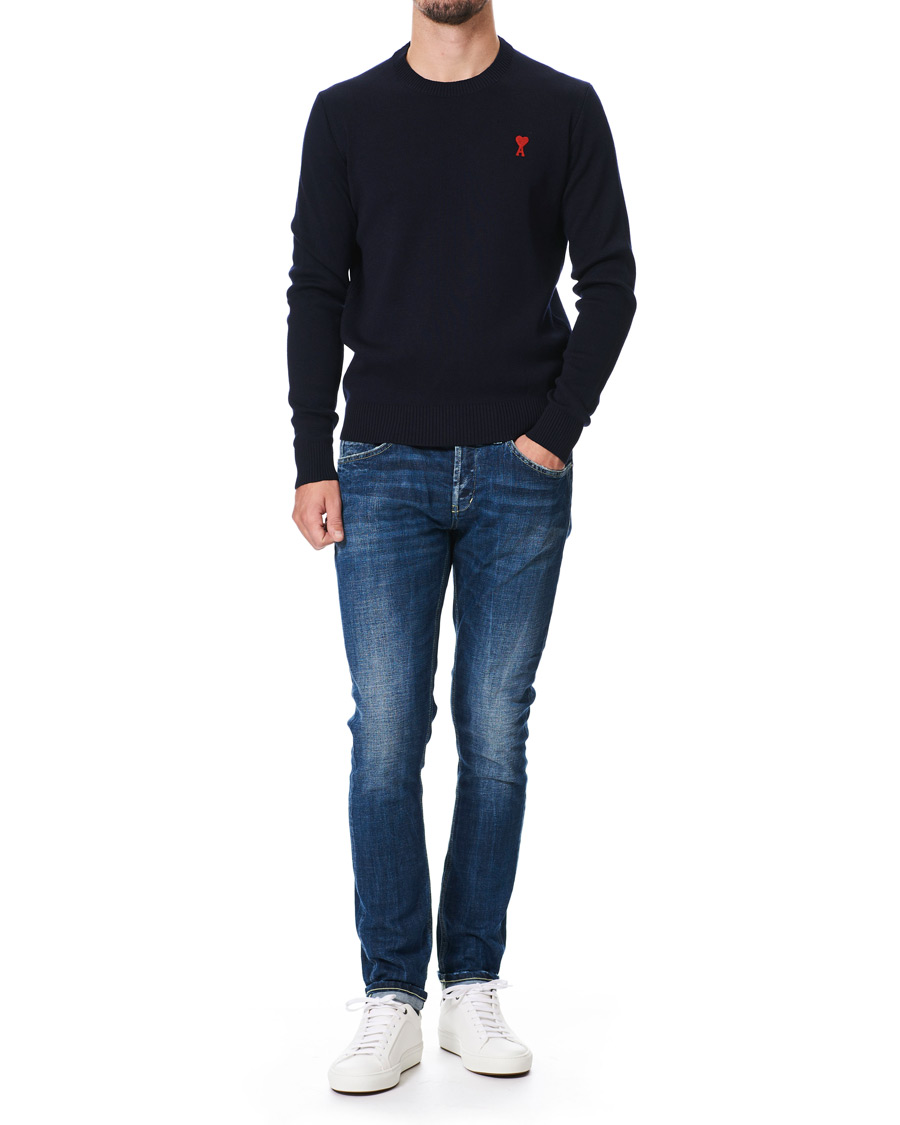 Heren | Truien | AMI | Heart Logo Merino Sweater Navy