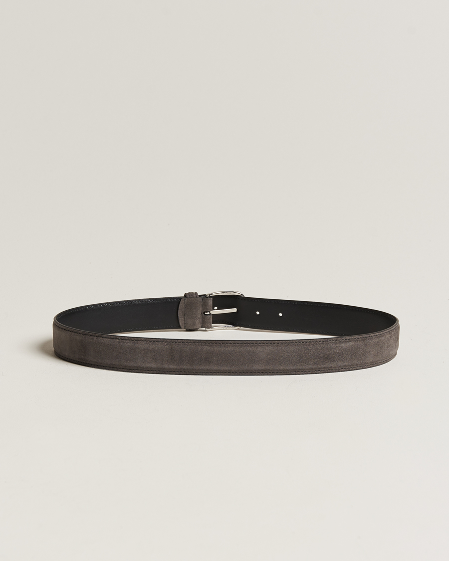Heren | Leren riemen | Anderson's | Suede 3,5 cm Belt Grey