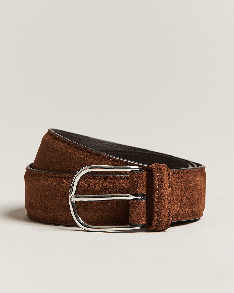 Heren | Riemen | Anderson's | Suede 3,5 cm Belt Brown