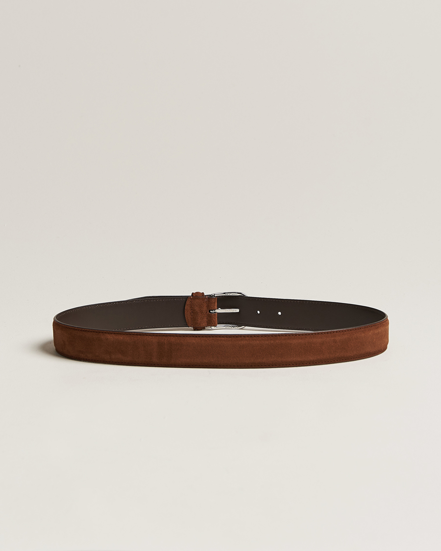 Heren | Riemen | Anderson's | Suede 3,5 cm Belt Brown