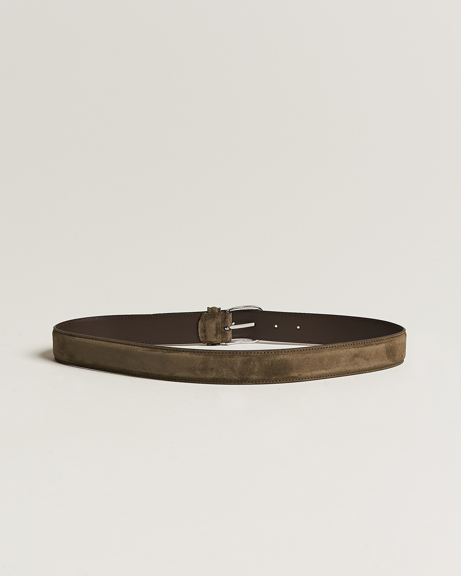 Heren | Accessoires | Anderson's | Suede 3,5 cm Belt Green