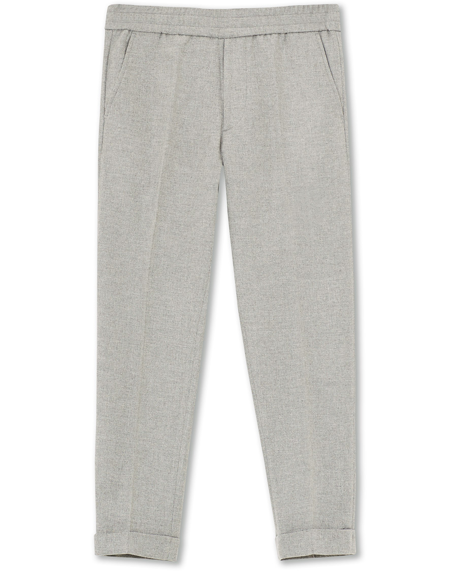 Heren | Broeken | Filippa K | Terry Flannel Cropt Turn Up Trousers Warm Grey Mel