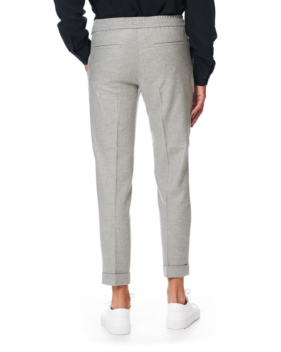 Heren | Broeken | Filippa K | Terry Flannel Cropt Turn Up Trousers Warm Grey Mel