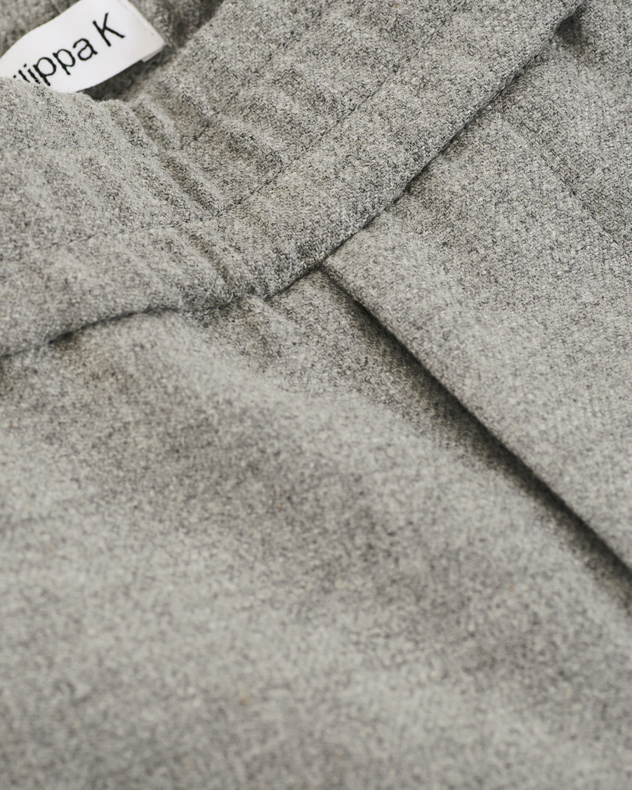 Heren | Broeken | Filippa K | Terry Flannel Cropt Turn Up Trousers Warm Grey Mel