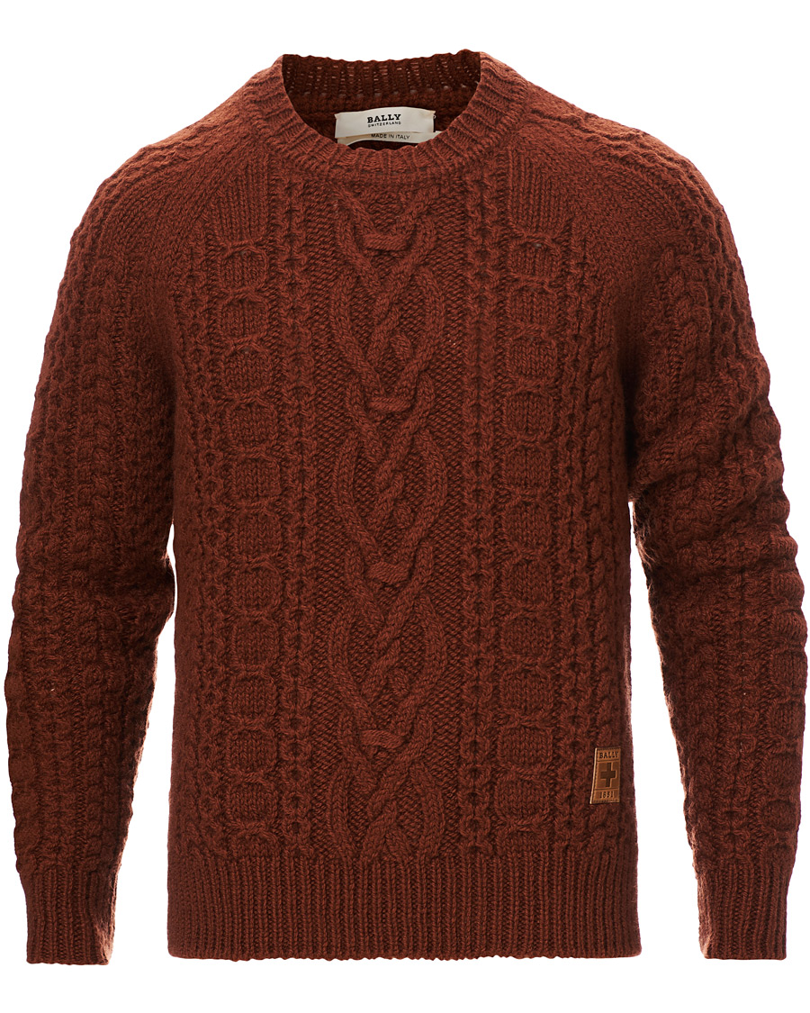 Heren | Truien | Bally | Aran Cable Knit Sweater Dark Orange