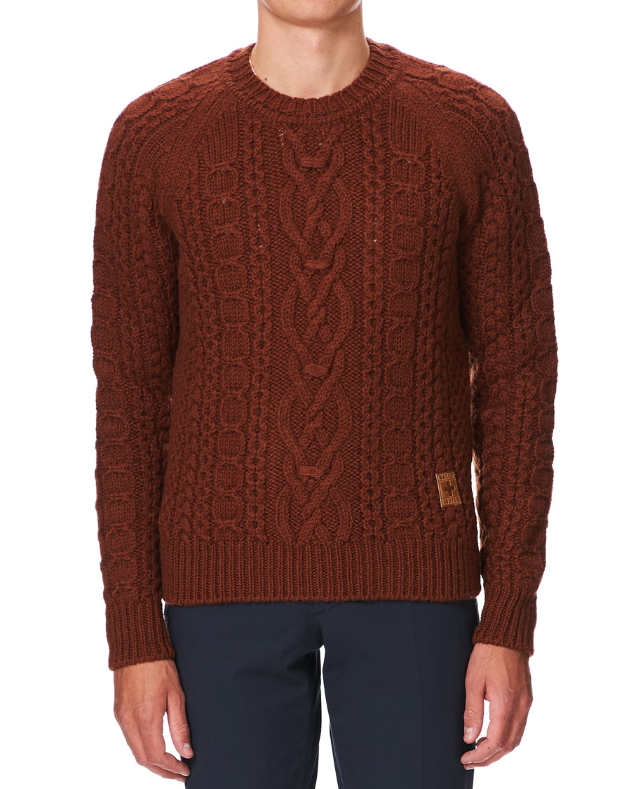 Heren | Truien | Bally | Aran Cable Knit Sweater Dark Orange