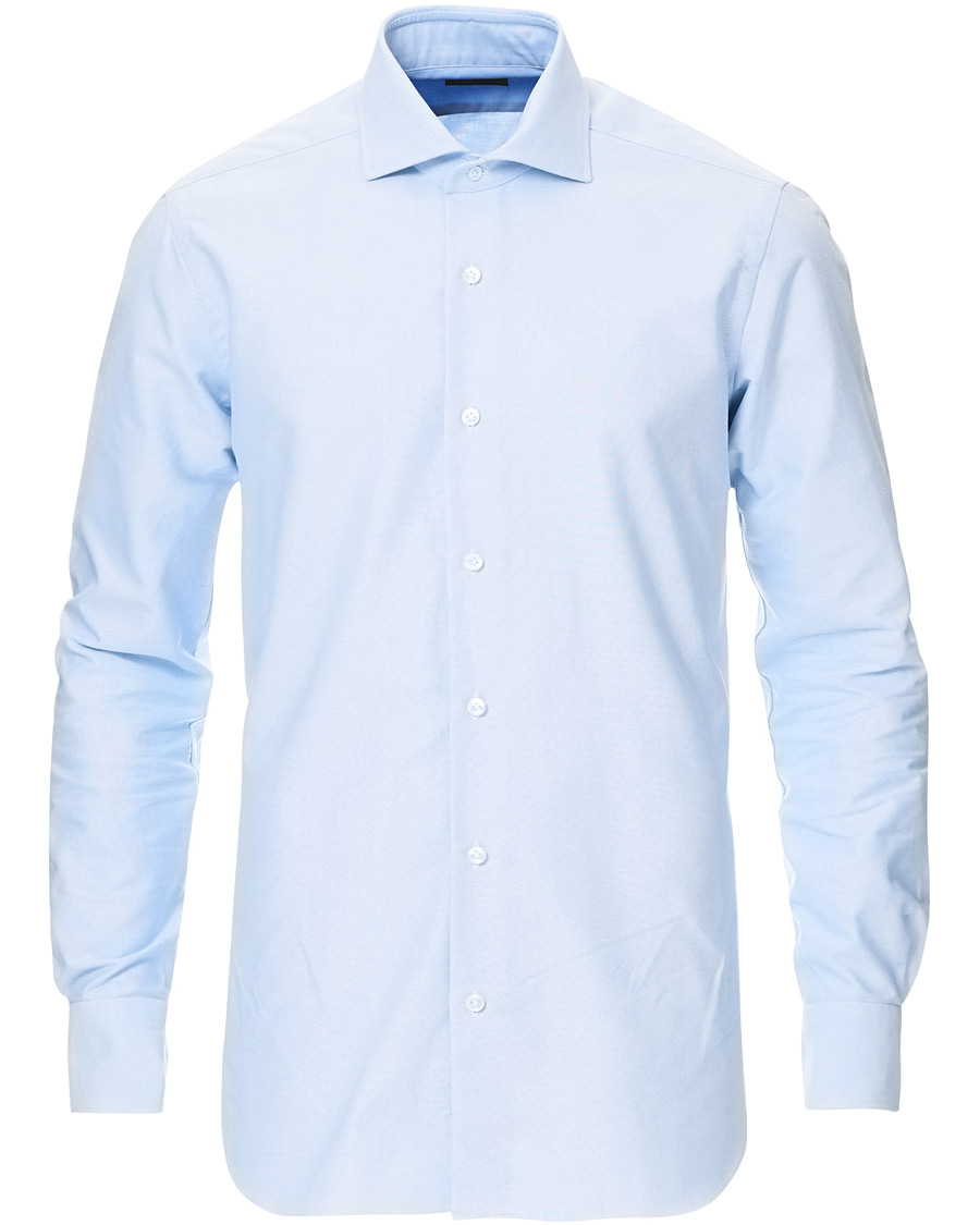 Heren | Overhemden | Barba Napoli | Culto Slim Fit Washed Oxford Shirt Light Blue