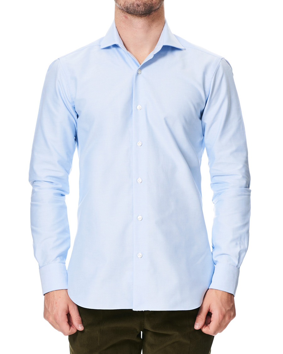 Heren | Overhemden | Barba Napoli | Culto Slim Fit Washed Oxford Shirt Light Blue