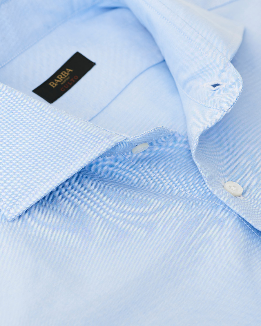 Heren | Overhemden | Barba Napoli | Culto Slim Fit Washed Oxford Shirt Light Blue