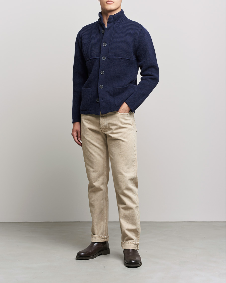 Heren | Truien | Inis Meáin | Heavy Wool Cardigan Navy