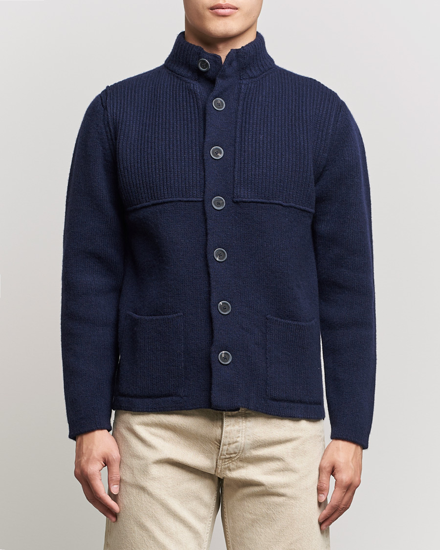 Heren | Truien | Inis Meáin | Heavy Wool Cardigan Navy