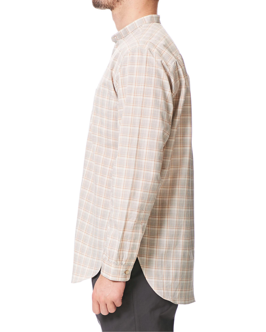 Heren | Overhemden | Camoshita | Mandarin Collar Cotton Shirt Beige Check