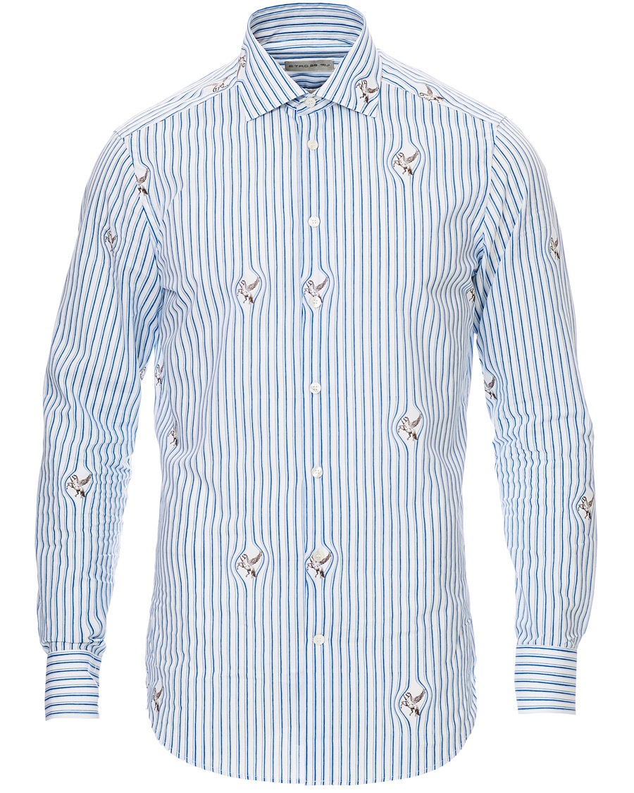 Heren | Overhemden | Etro | Mercurio Pegasus Stripe Shirt White/Blue