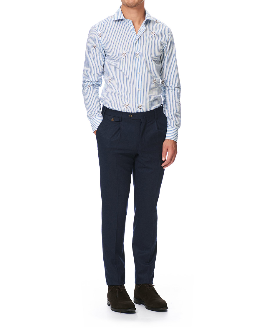 Heren | Overhemden | Etro | Mercurio Pegasus Stripe Shirt White/Blue