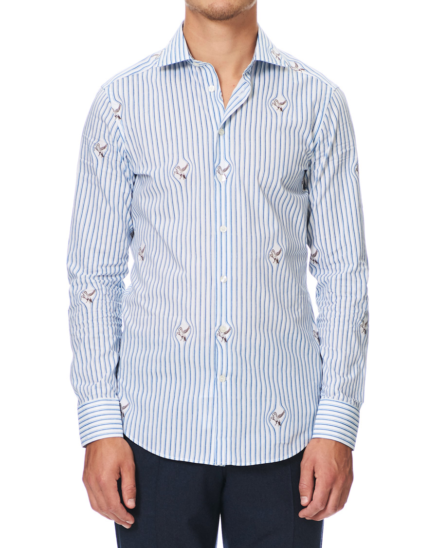 Heren | Overhemden | Etro | Mercurio Pegasus Stripe Shirt White/Blue