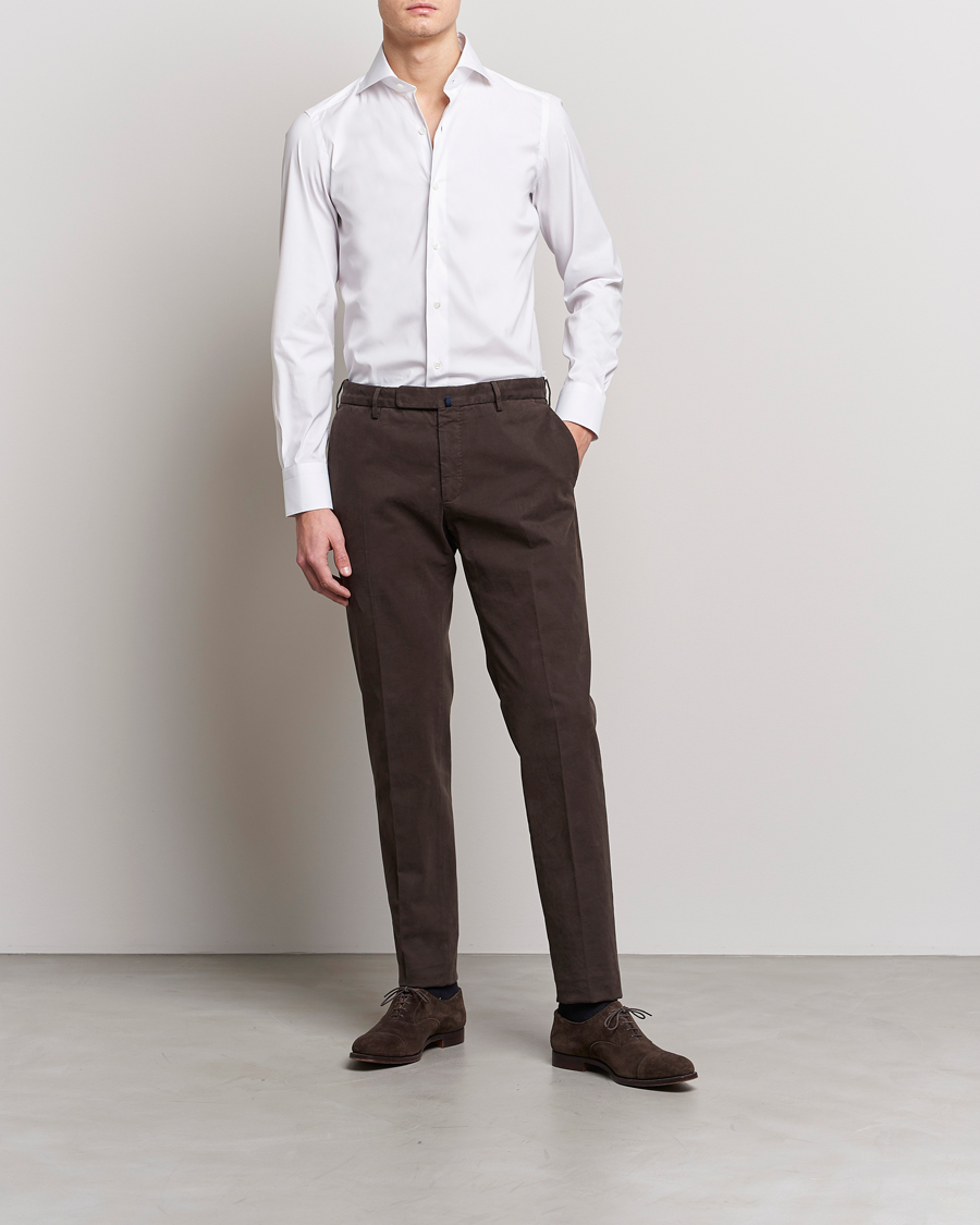 Heren | Italian Department | Finamore Napoli | Milano Slim Fit Stretch Shirt White