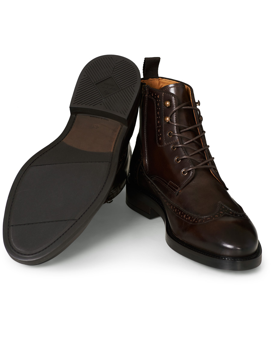 Heren | GANT Flairville Zip High Lace Boot Dark Brown Calf | GANT | Flairville Zip High Lace Boot Dark Brown Calf