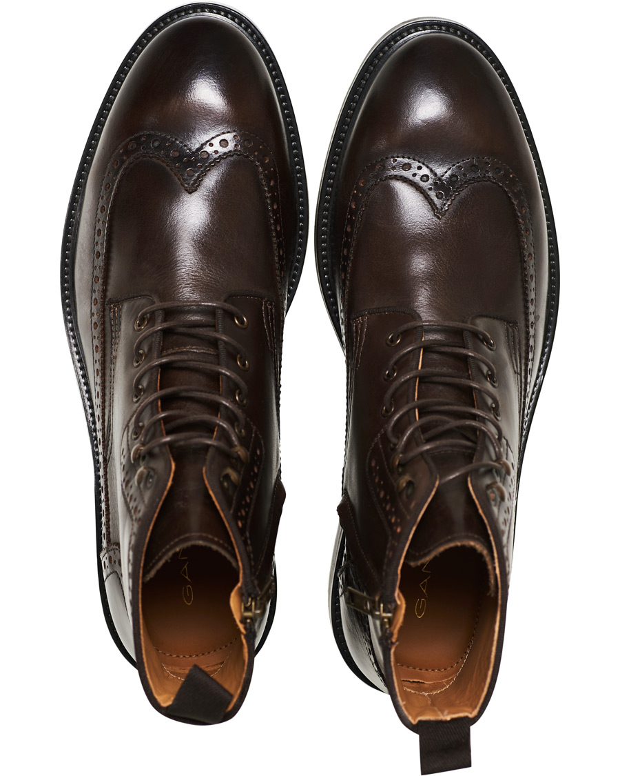 Heren | GANT Flairville Zip High Lace Boot Dark Brown Calf | GANT | Flairville Zip High Lace Boot Dark Brown Calf