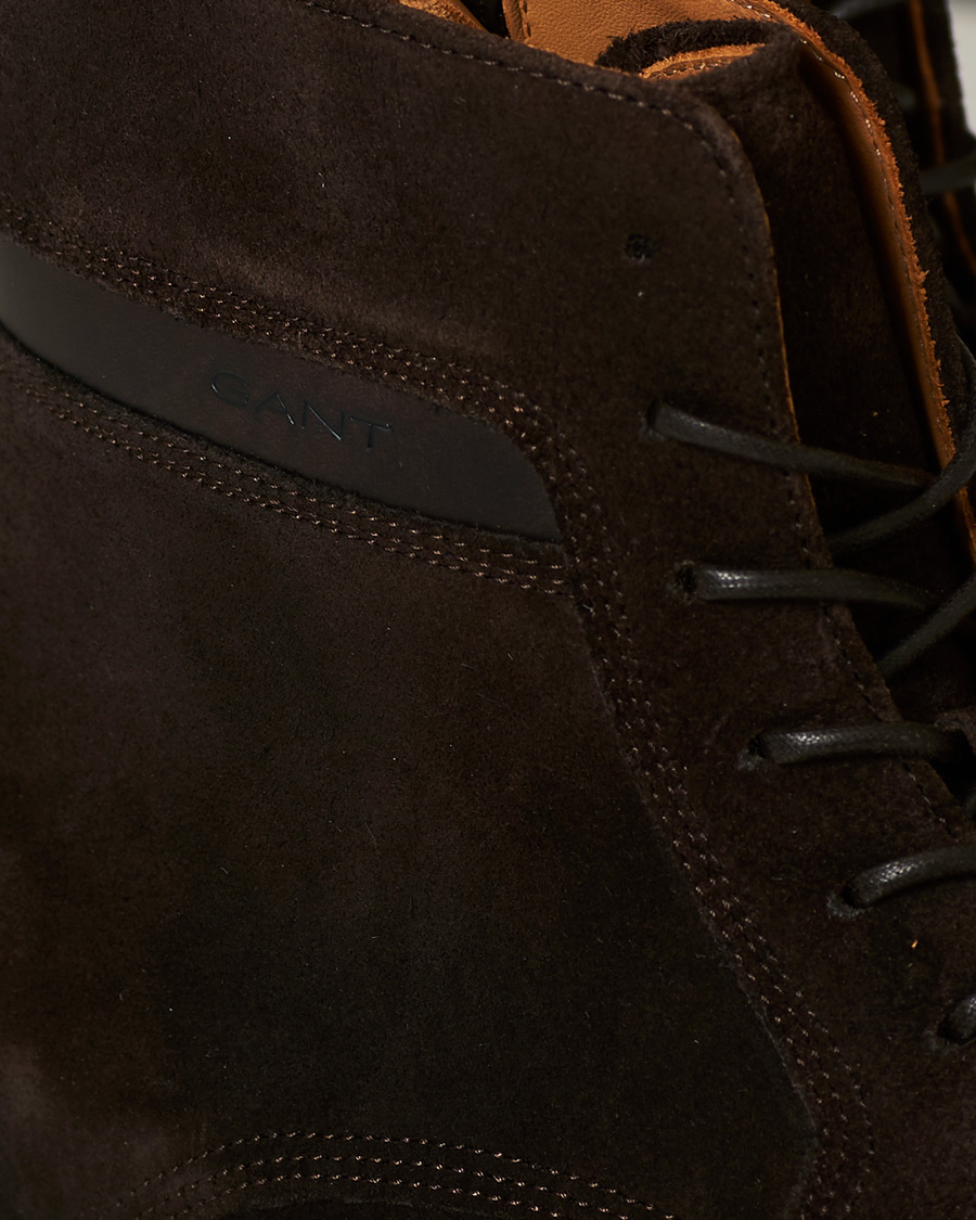 Heren | GANT Brookly Zip High Lace Boot Dark Brown Suede | GANT | Brookly Zip High Lace Boot Dark Brown Suede