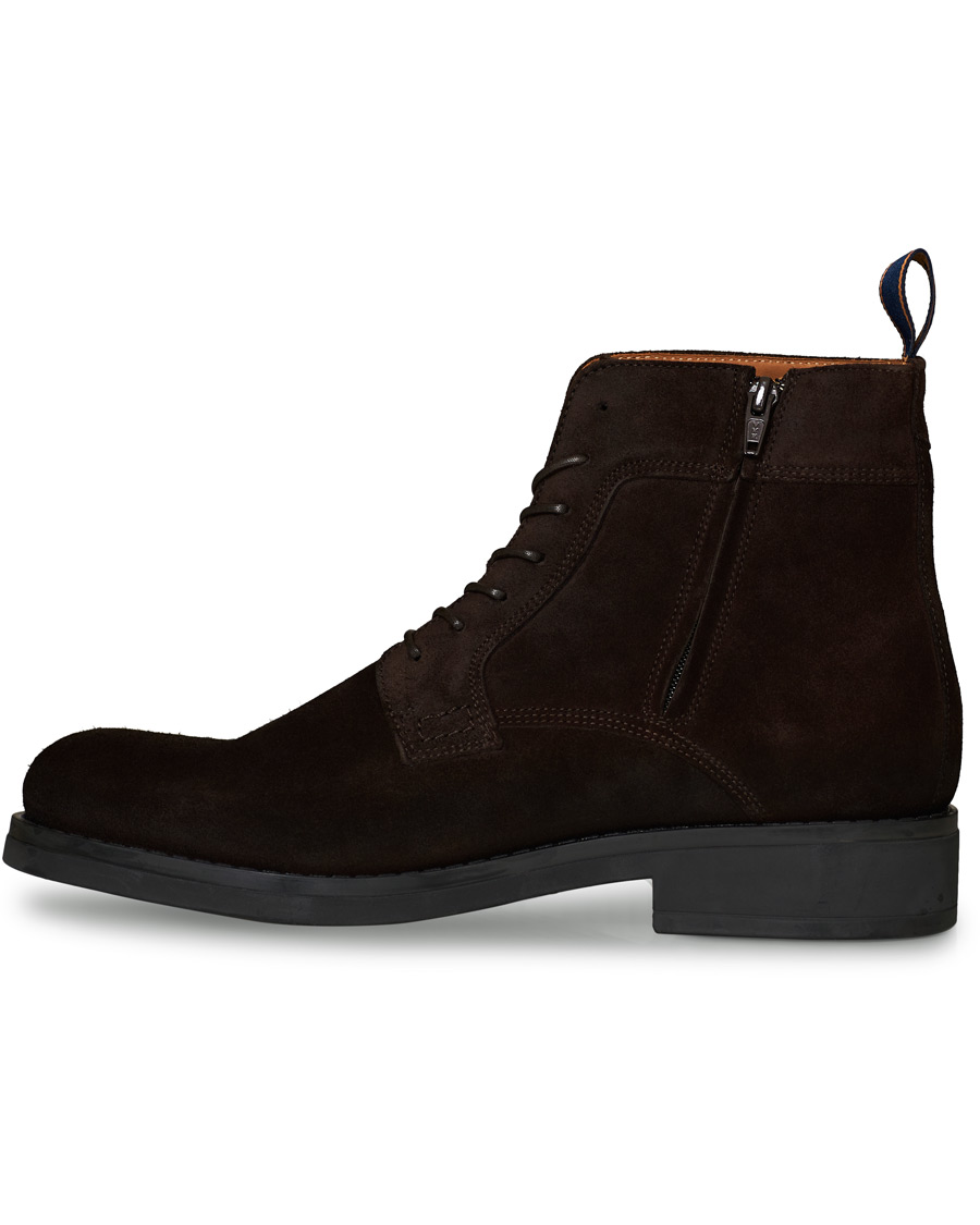 Heren | GANT Brookly Zip High Lace Boot Dark Brown Suede | GANT | Brookly Zip High Lace Boot Dark Brown Suede