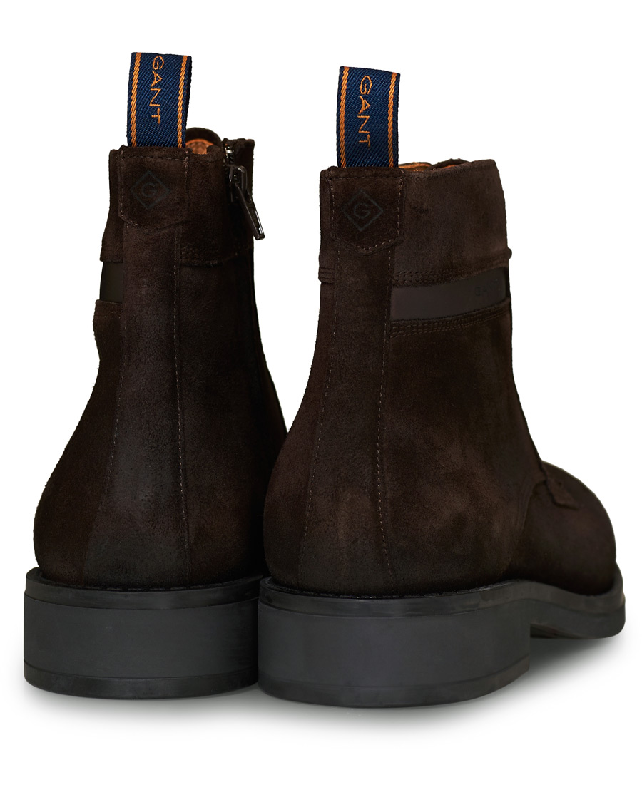 Heren | GANT Brookly Zip High Lace Boot Dark Brown Suede | GANT | Brookly Zip High Lace Boot Dark Brown Suede