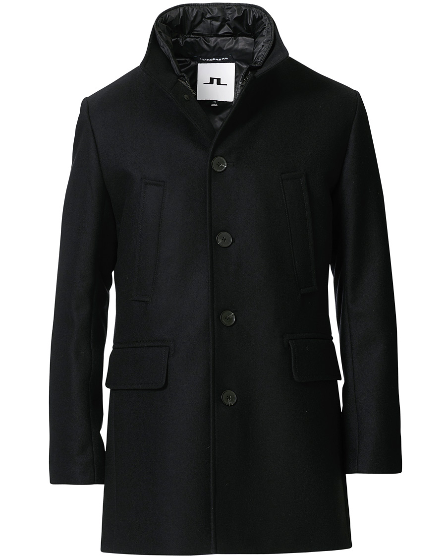 Heren | Jassen | J.Lindeberg | Kali Wool Stand Up Collar Coat Black