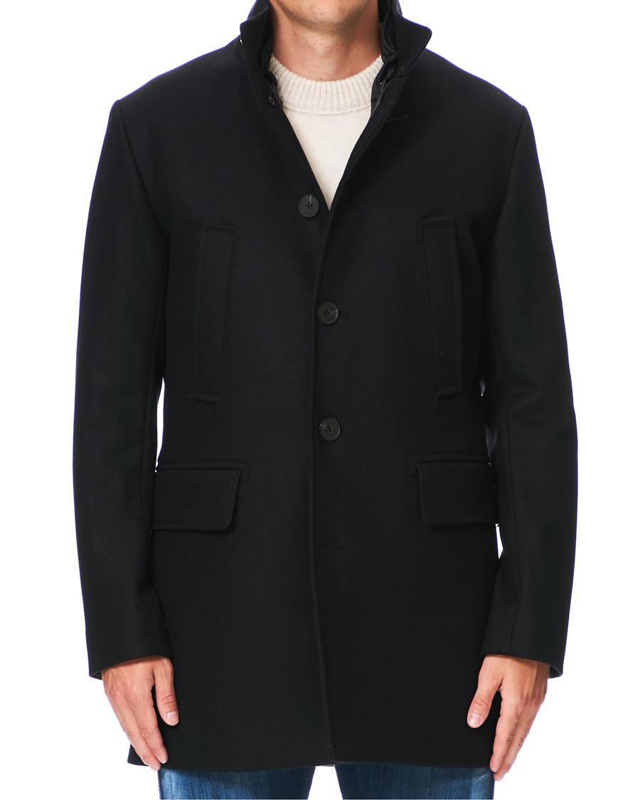 Heren | Jassen | J.Lindeberg | Kali Wool Stand Up Collar Coat Black