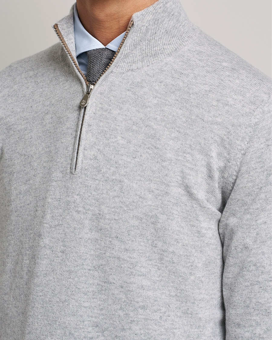 Heren | Truien | Brunello Cucinelli | 2 Ply Cashmere Half Zip Light Grey