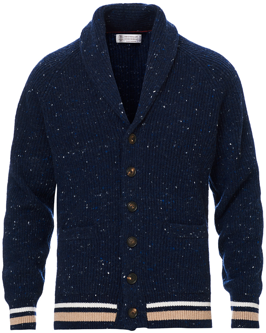 Heren | Truien | Brunello Cucinelli | Cashmere Blend Shawl Collar Cardigan Dark Blue