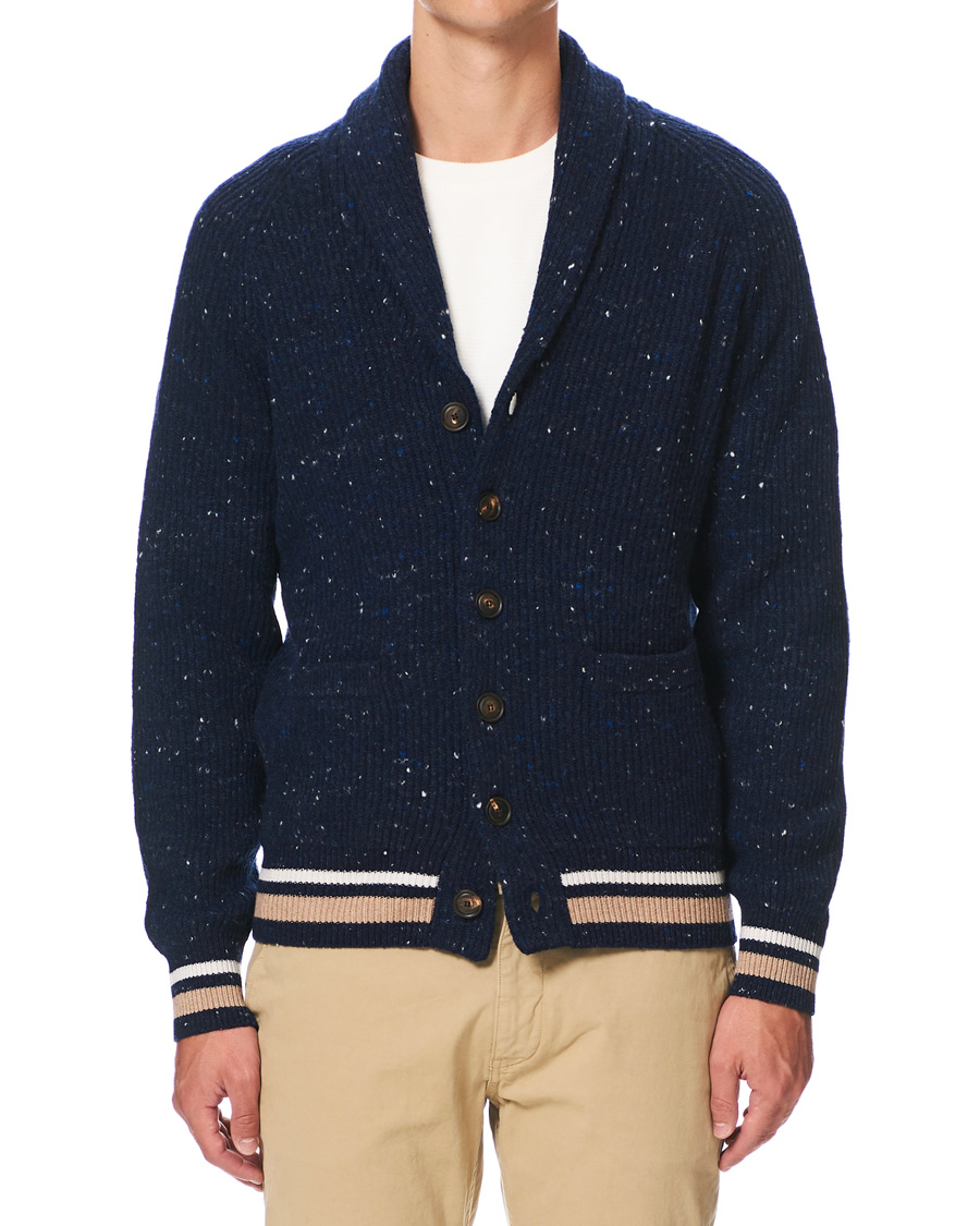 Heren | Truien | Brunello Cucinelli | Cashmere Blend Shawl Collar Cardigan Dark Blue