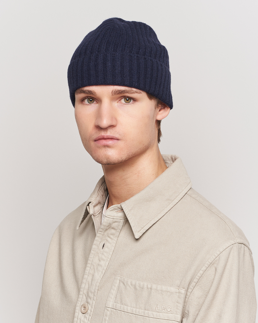 Heren |  | Amanda Christensen | Rib Knitted Cashmere Cap Navy