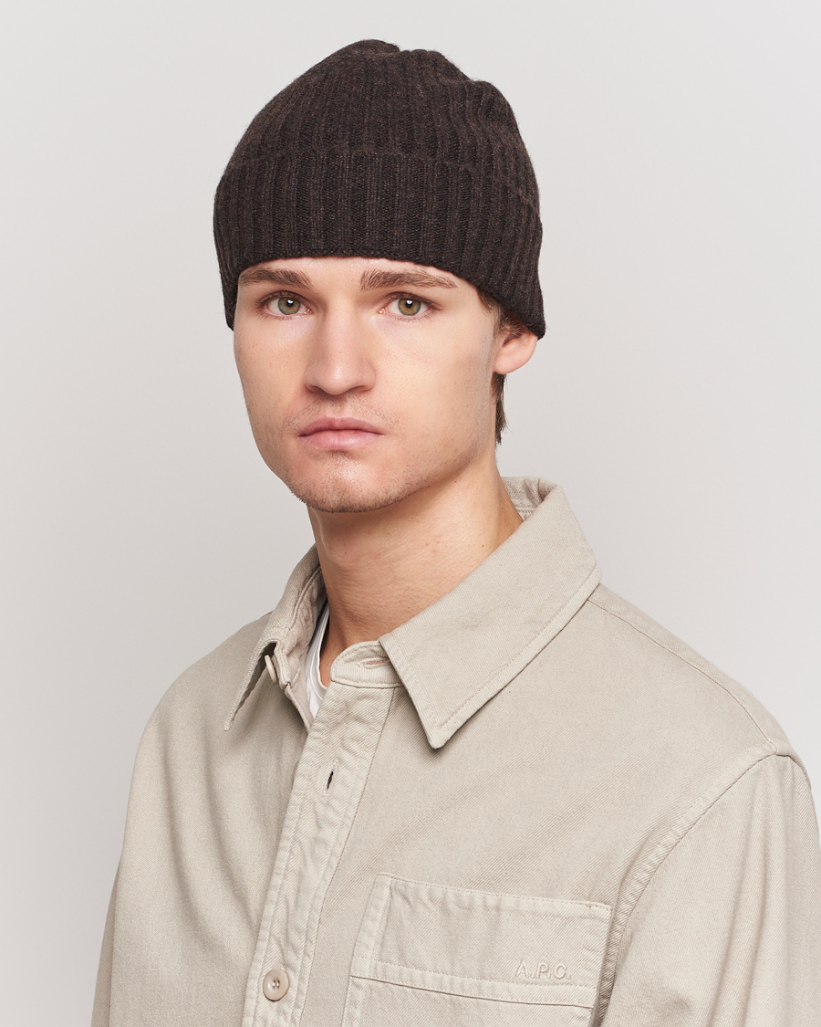 Heren |  | Amanda Christensen | Rib Knitted Cashmere Cap Brown Melange