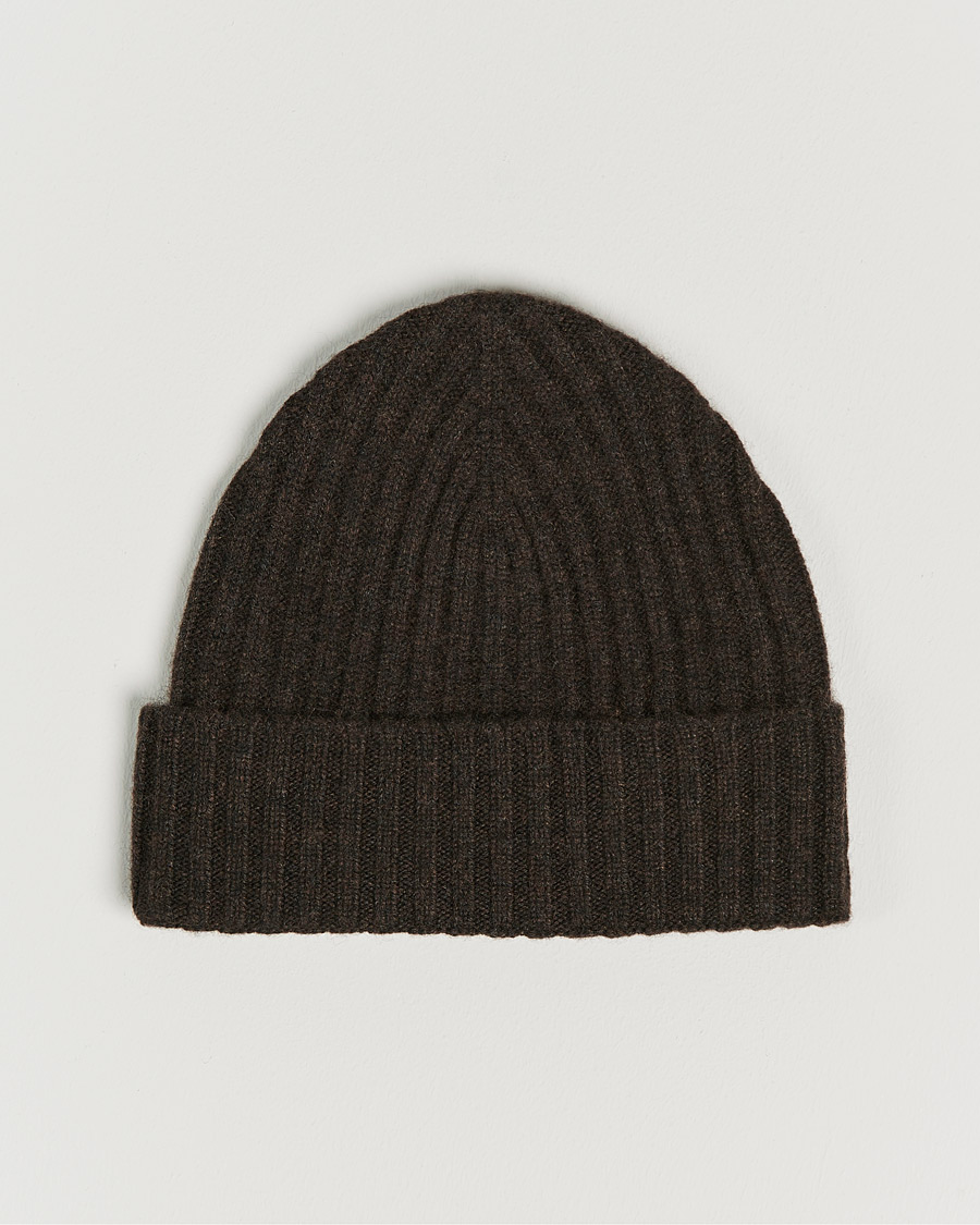 Heren | Mutsen | Amanda Christensen | Rib Knitted Cashmere Cap Brown Melange