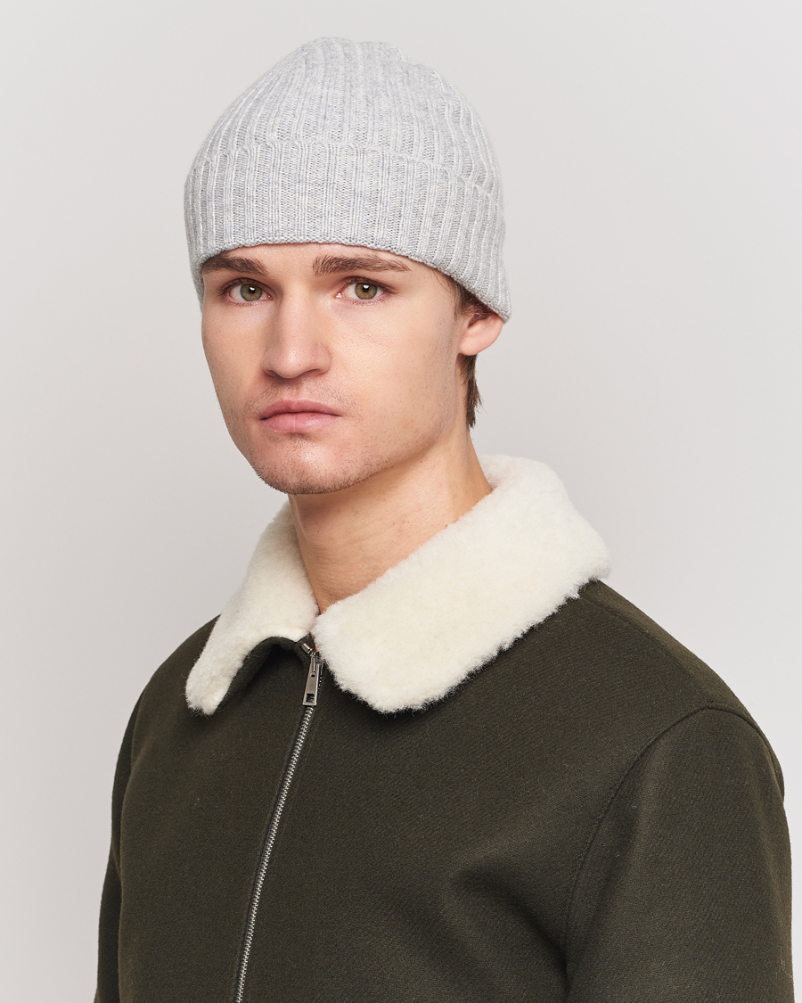 Heren |  | Amanda Christensen | Rib Knitted Cashmere Cap Light Grey Melange