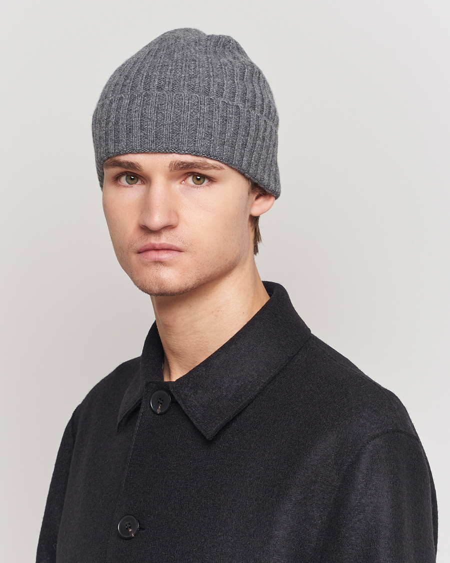 Heren |  | Amanda Christensen | Rib Knitted Cashmere Cap Grey Melange