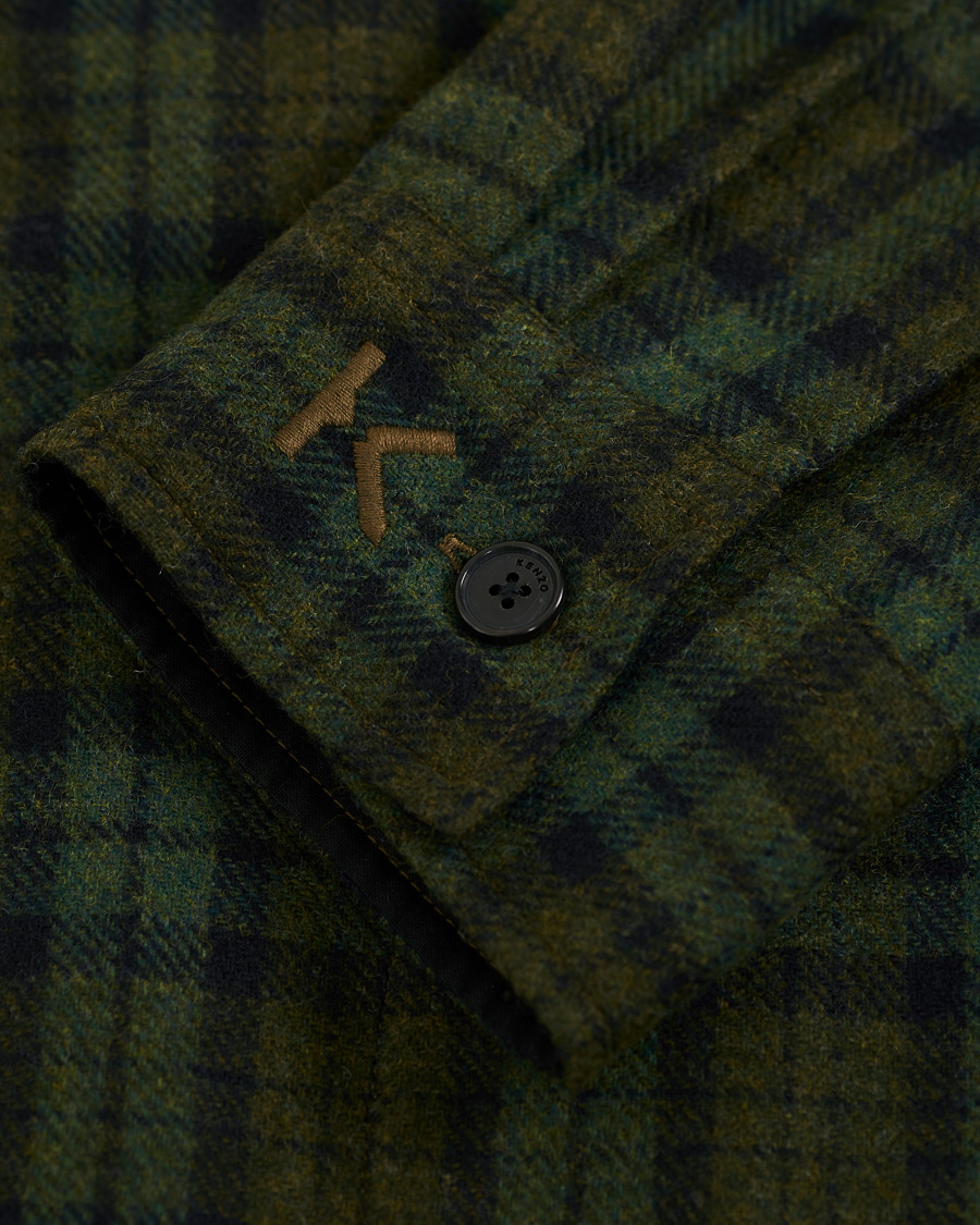 Heren | Jassen | KENZO | Wool Chech Flannel Coat Green